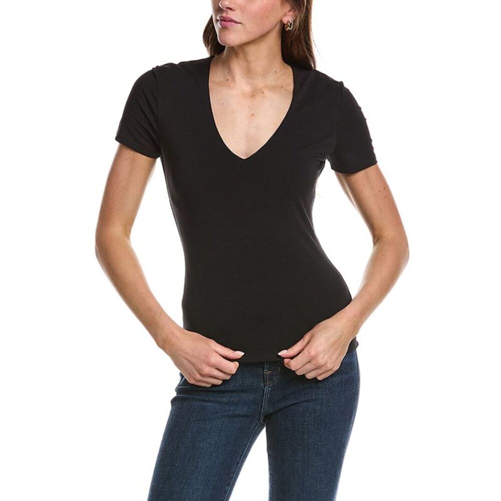 Rd Style Womens  Valenna Core Deep V-Neck Top, Black